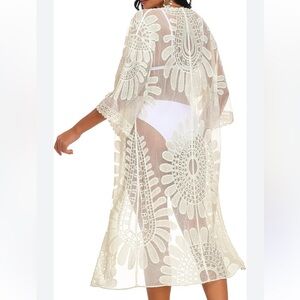 Ivory white floral lace duster kimono Rebellion Again